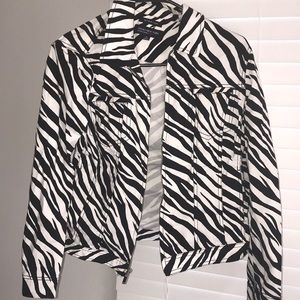 JONES NEWYORK STRENCH ZEBRA PRINT JACKET